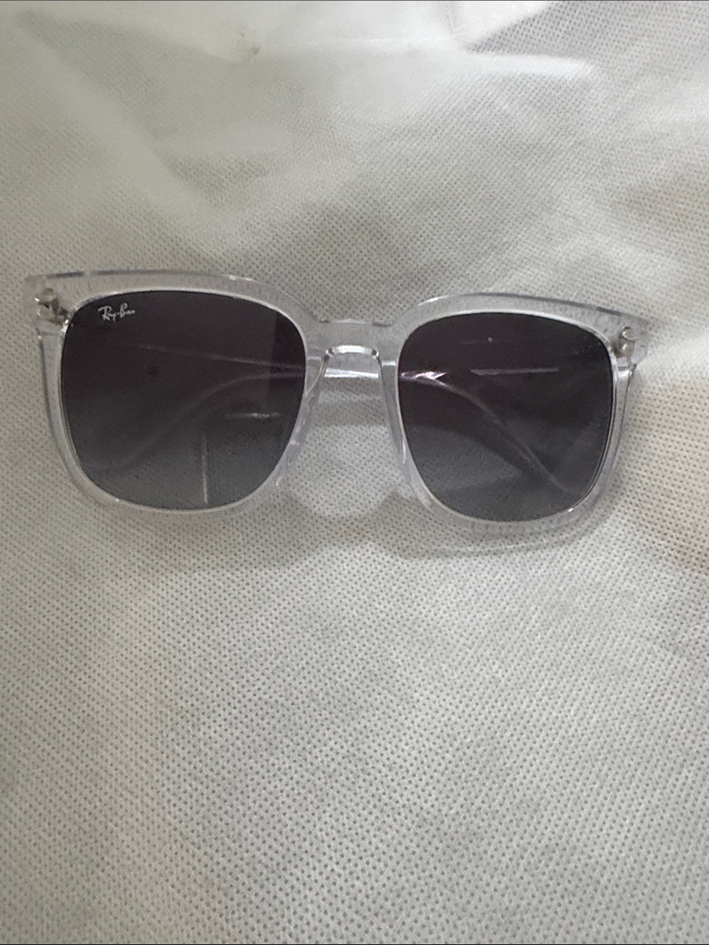 Ray-Ban Clear Frame Sunglasses with Dark Smoke Lenses
